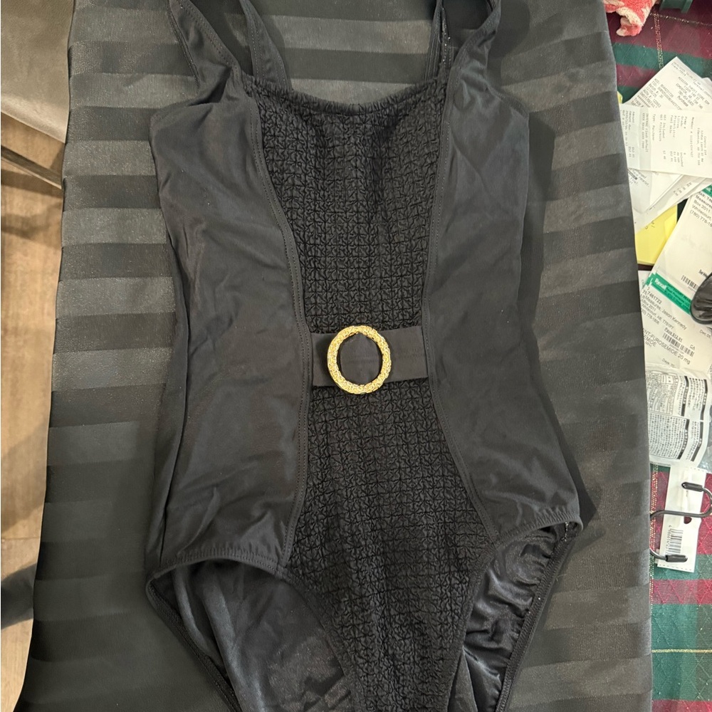 Christina Black One Piece Swimsuit with Gold Accent